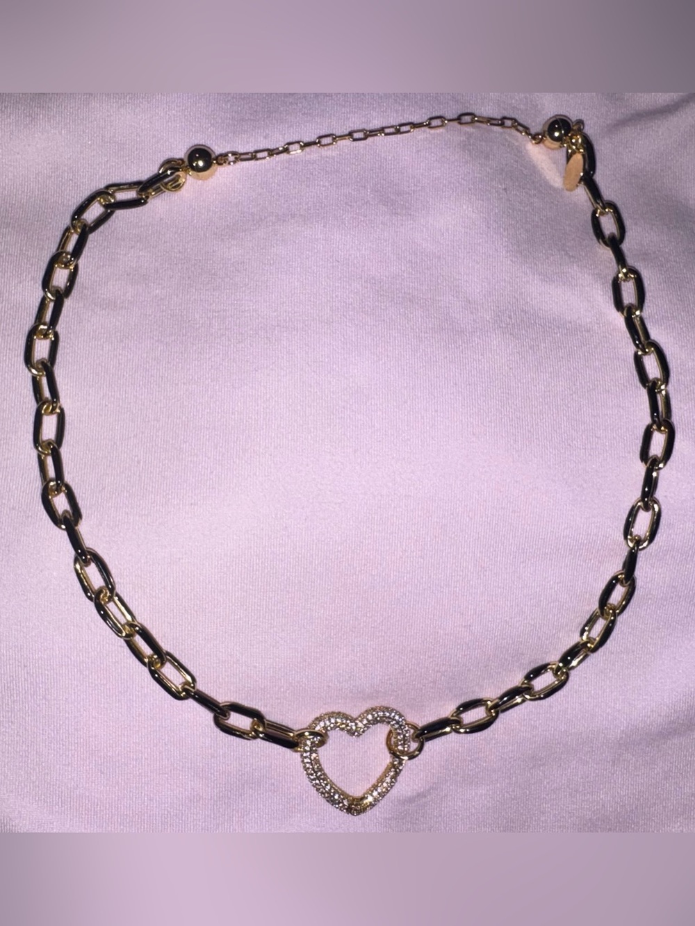 By Alexa Rae Bar Melania Clara Black and Gold Love Heart Link Necklace Pendant